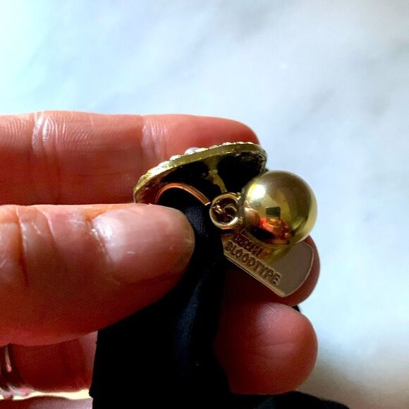 Black Camellia Flower Scrunchie with Charms - Hair Tie Hair Band Ponytail - Picture 9 of 10